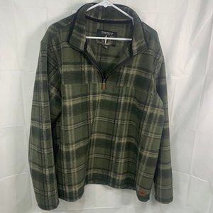 John Wayne Wooly Fleece 1/4 Zip Pullover Shirt Green Plaid Sz XX-Large